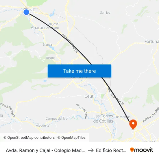 Avda. Ramón y Cajal - Colegio Madre Divino Pastor to Edificio Rector Soler map