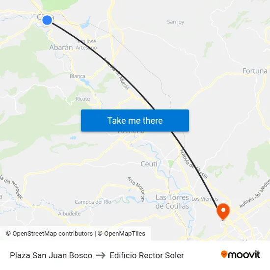 Plaza San Juan Bosco to Edificio Rector Soler map