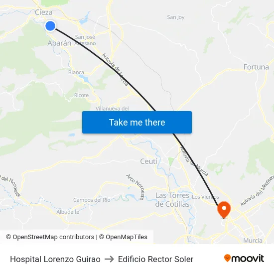Hospital Lorenzo Guirao to Edificio Rector Soler map