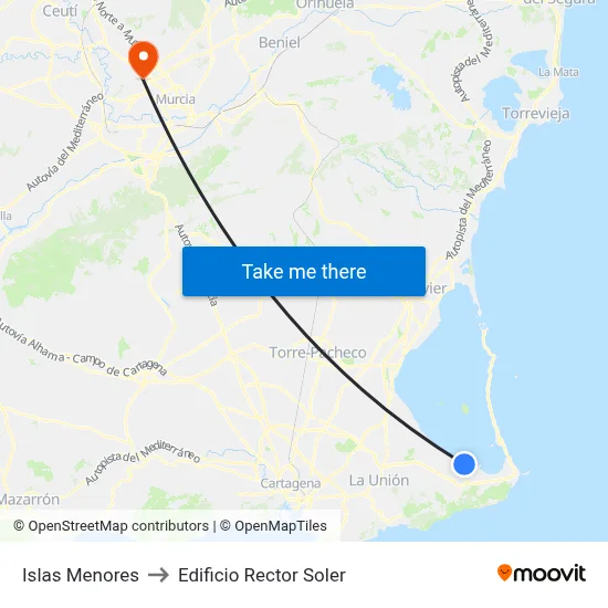Islas Menores to Edificio Rector Soler map