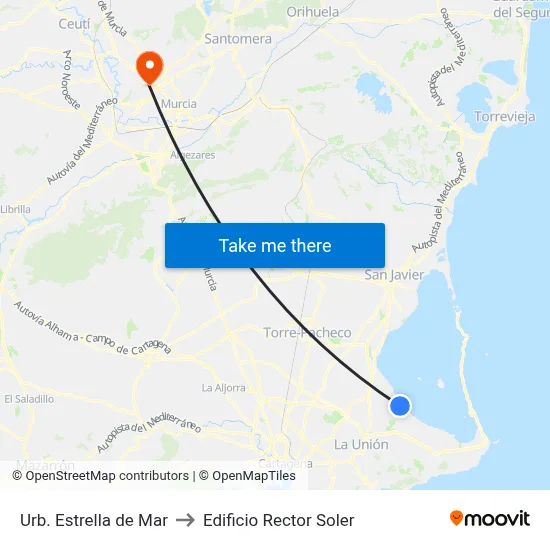 Urb. Estrella de Mar to Edificio Rector Soler map