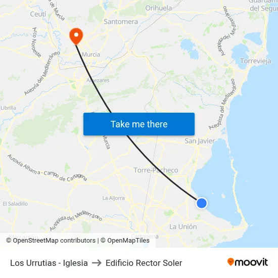 Los Urrutias - Iglesia to Edificio Rector Soler map