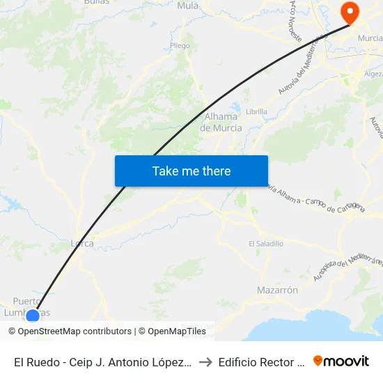 El Ruedo - Ceip J. Antonio López Alcaraz to Edificio Rector Soler map