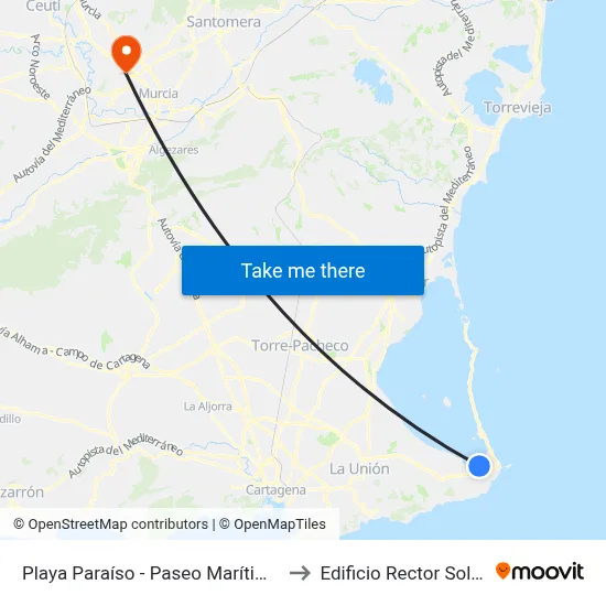Playa Paraíso - Paseo Marítimo to Edificio Rector Soler map