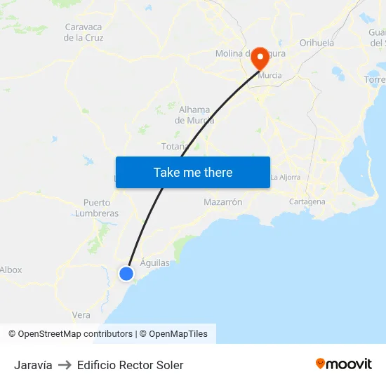 Jaravía to Edificio Rector Soler map