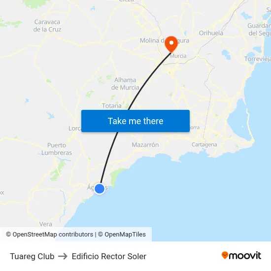Tuareg Club to Edificio Rector Soler map