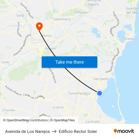 Avenida de Los Narejos to Edificio Rector Soler map