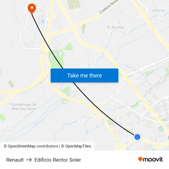 Renault to Edificio Rector Soler map