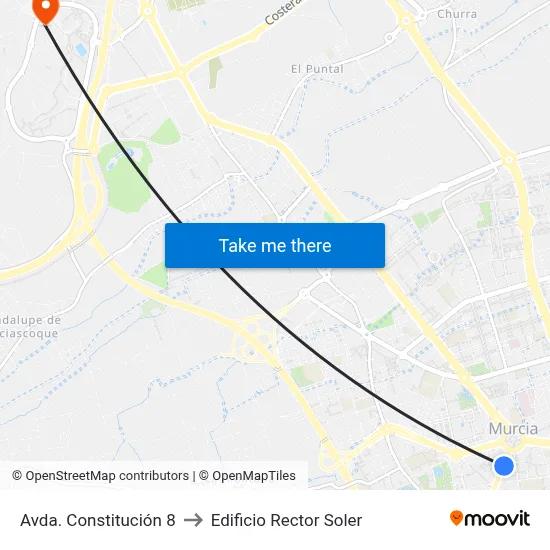 Avda. Constitución 8 to Edificio Rector Soler map