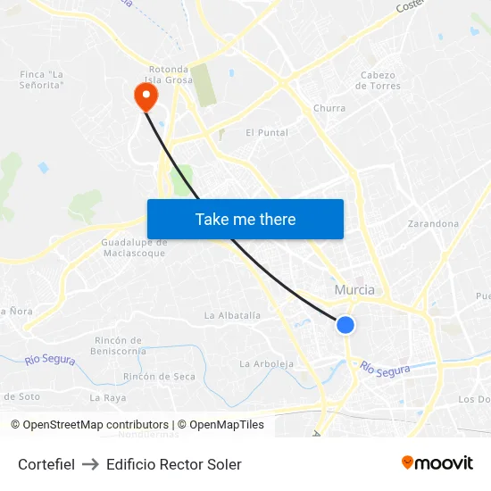 Cortefiel to Edificio Rector Soler map