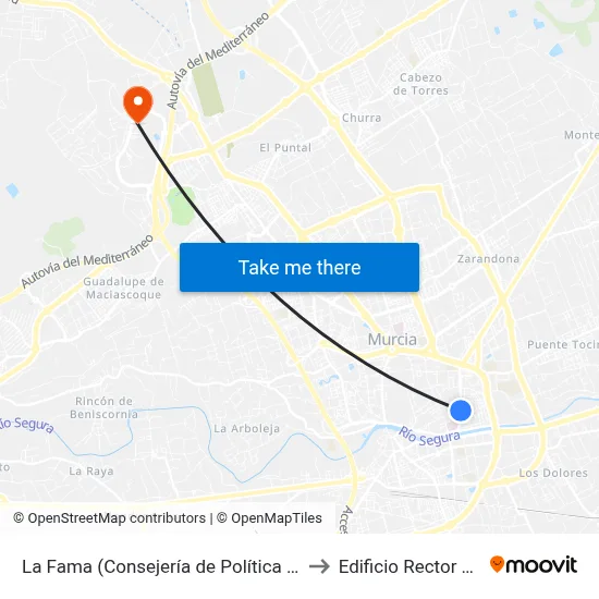 La Fama (Consejería de Política Social) to Edificio Rector Soler map