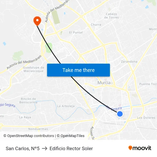 San Carlos, Nº5 to Edificio Rector Soler map