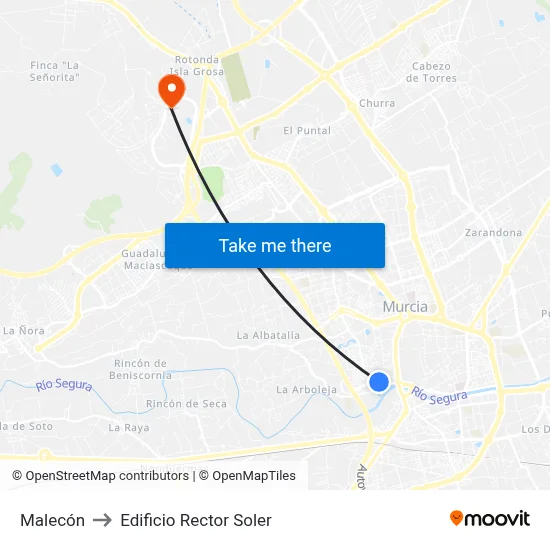 Malecón to Edificio Rector Soler map