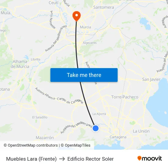 Muebles Lara (Frente) to Edificio Rector Soler map