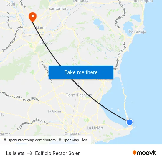 La Isleta to Edificio Rector Soler map