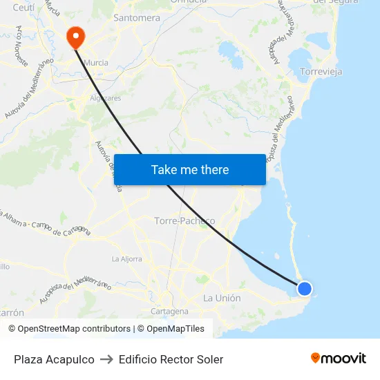 Plaza Acapulco to Edificio Rector Soler map