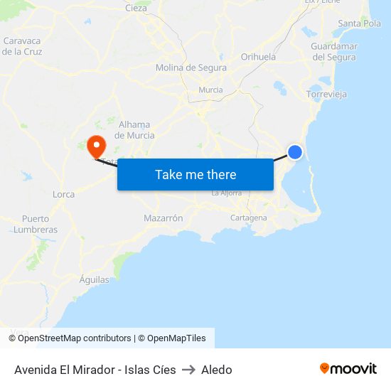 Avenida El Mirador - Islas Cíes to Aledo map