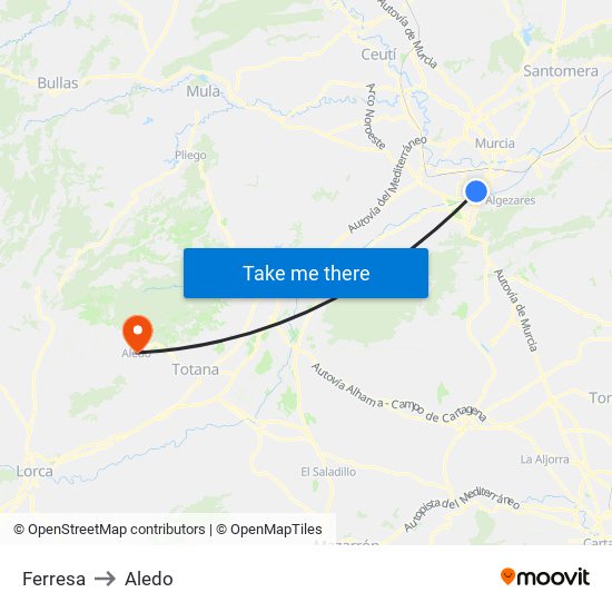 Ferresa to Aledo map