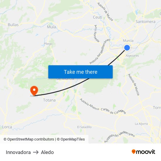 Innovadora to Aledo map