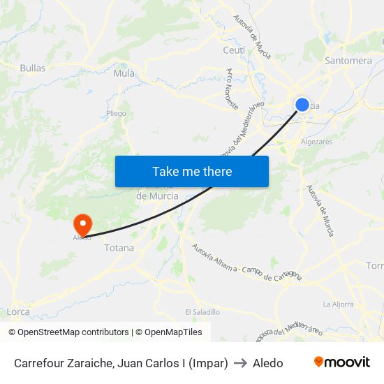 Carrefour Zaraiche, Juan Carlos I (Impar) to Aledo map