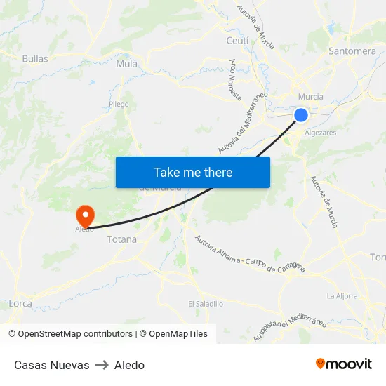 Casas Nuevas to Aledo map