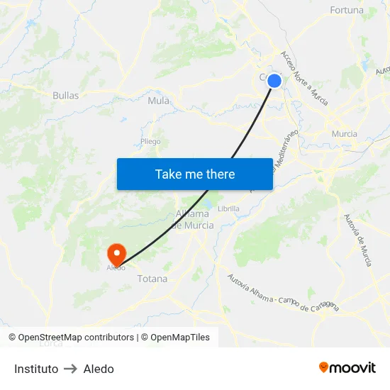 Instituto to Aledo map
