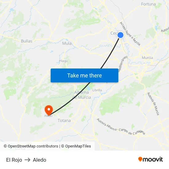 El Rojo to Aledo map