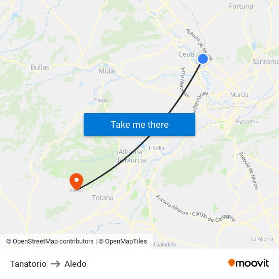 Tanatorio to Aledo map