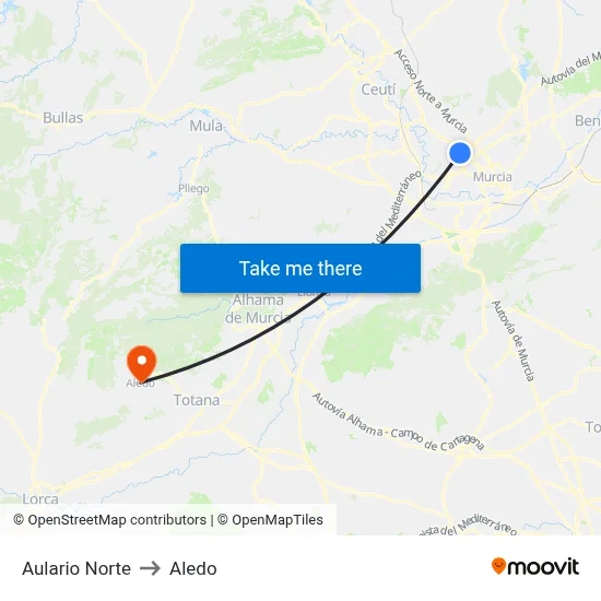Aulario Norte to Aledo map