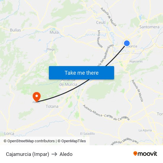 Cajamurcia (Impar) to Aledo map