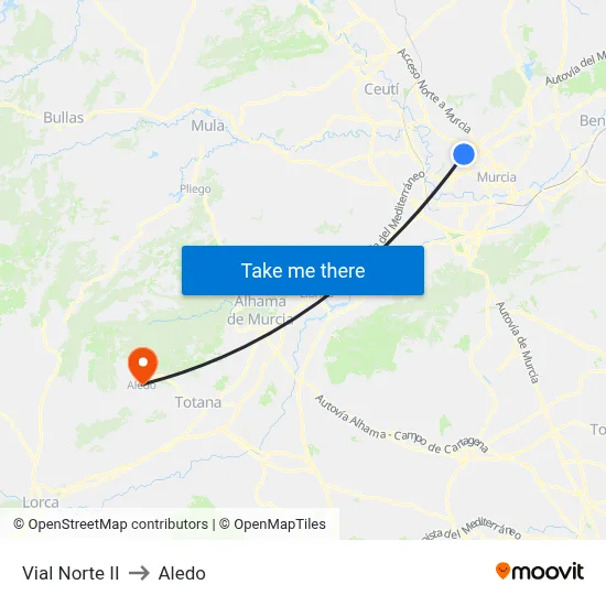Vial Norte II to Aledo map