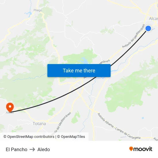 El Pancho to Aledo map