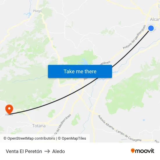 Venta El Peretón to Aledo map