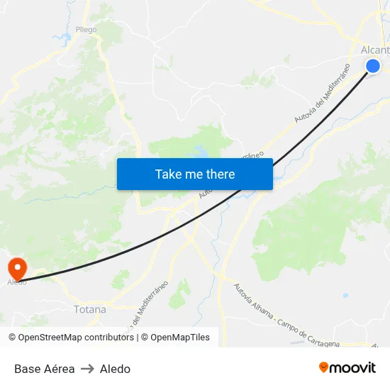Base Aérea to Aledo map