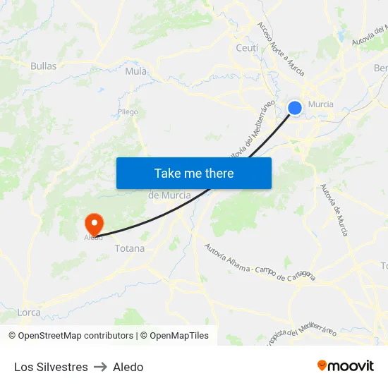 Los Silvestres to Aledo map