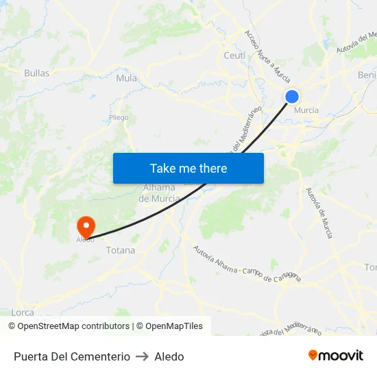 Puerta Del Cementerio to Aledo map