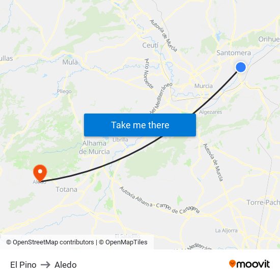El Pino to Aledo map