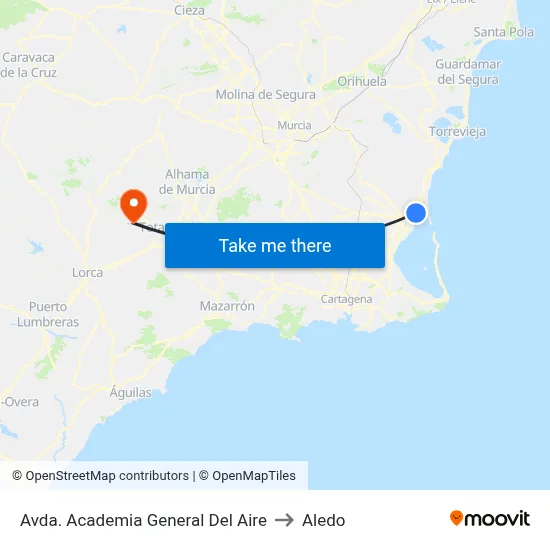 Avda. Academia General Del Aire to Aledo map