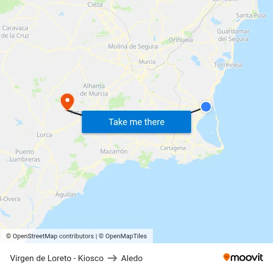 Virgen de Loreto - Kiosco to Aledo map