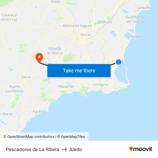 Pescadores de La Ribera to Aledo map