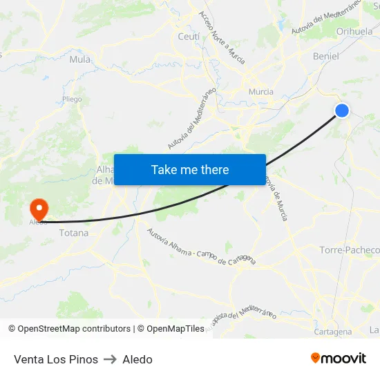 Venta Los Pinos to Aledo map
