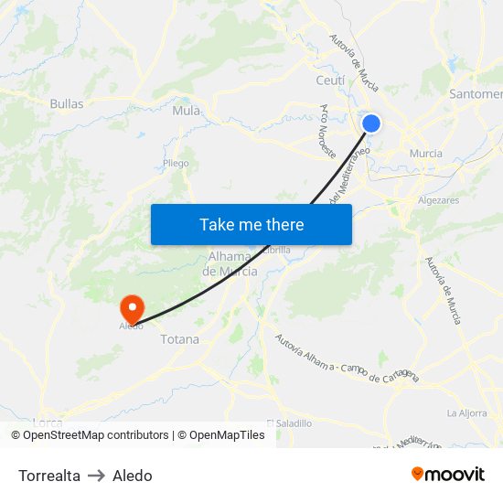 Torrealta to Aledo map