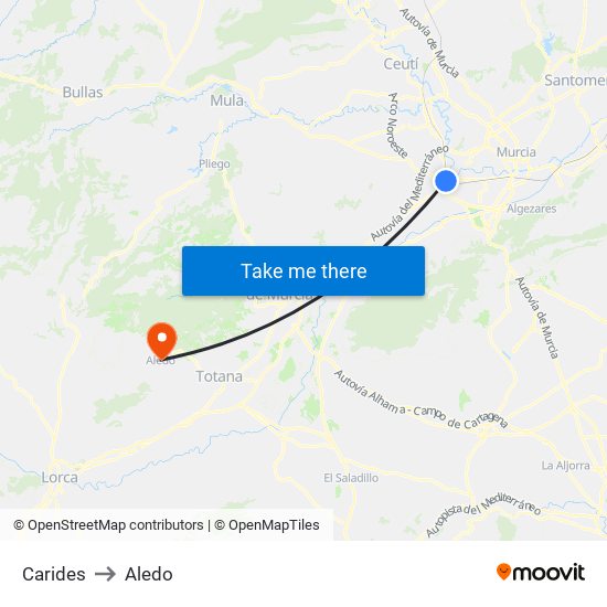 Carides to Aledo map