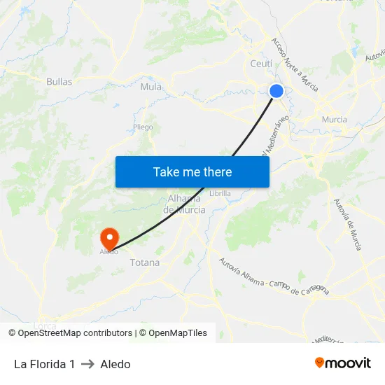 La Florida 1 to Aledo map