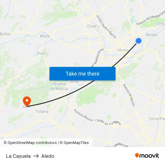La Cayuela to Aledo map