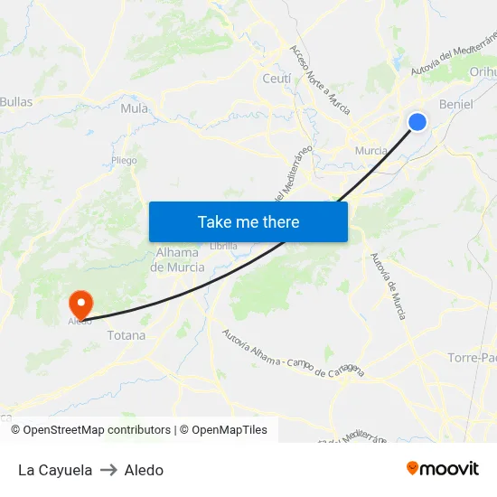 La Cayuela to Aledo map