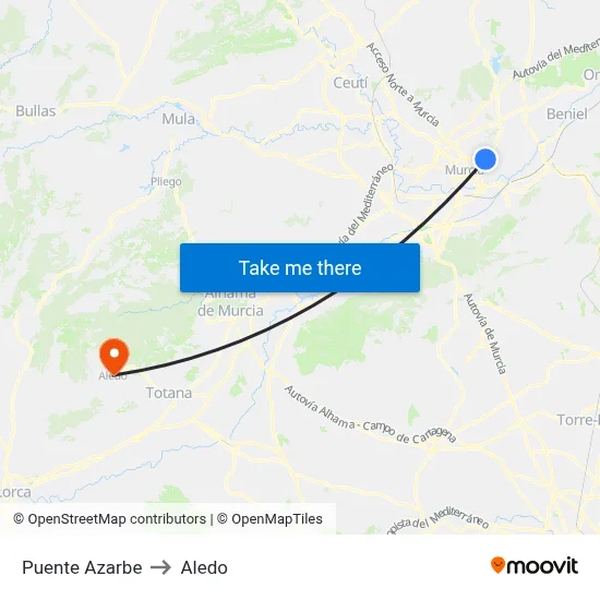 Puente Azarbe to Aledo map