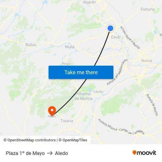 Plaza 1º de Mayo to Aledo map