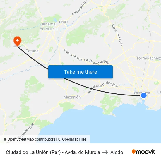 Ciudad de La Unión (Par) - Avda. de Murcia to Aledo map
