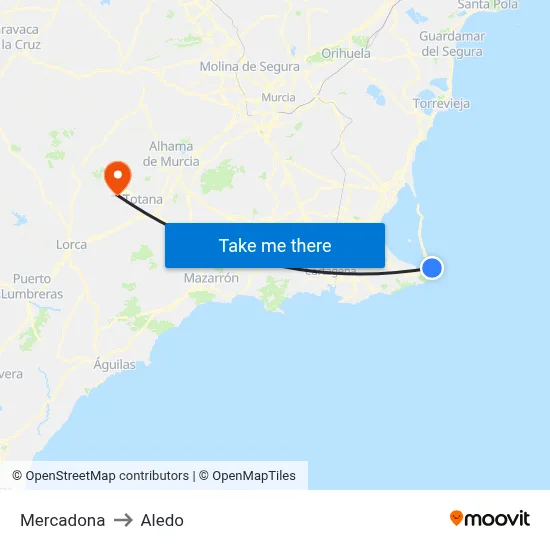 Mercadona to Aledo map